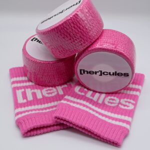 3-pack rosa hook grip tape och rosa bambu wristband från [her]cules